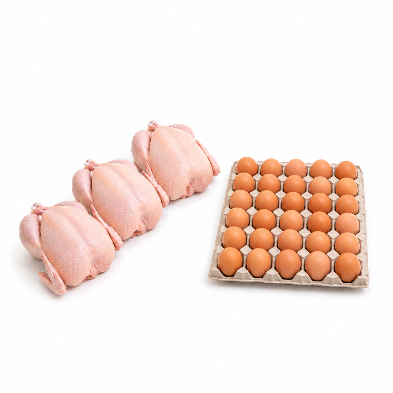 3 Whole Organic Chickens + 30 Lohman Brown Eggs