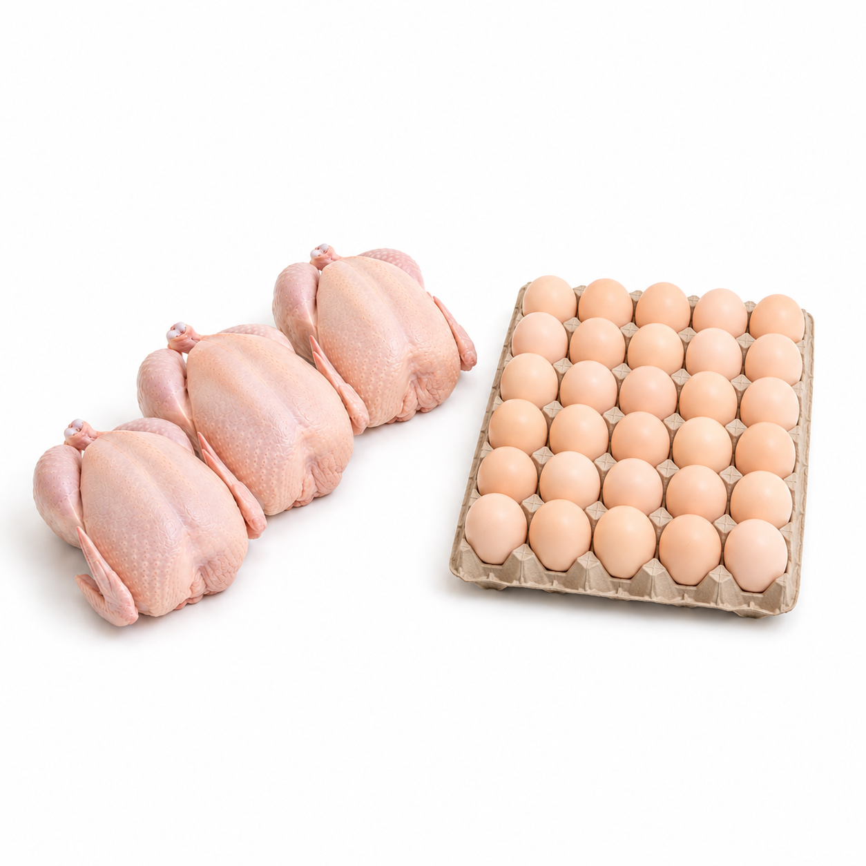 Family Bundle – 3 Whole Chickens + 30 Double Yolk Eggs