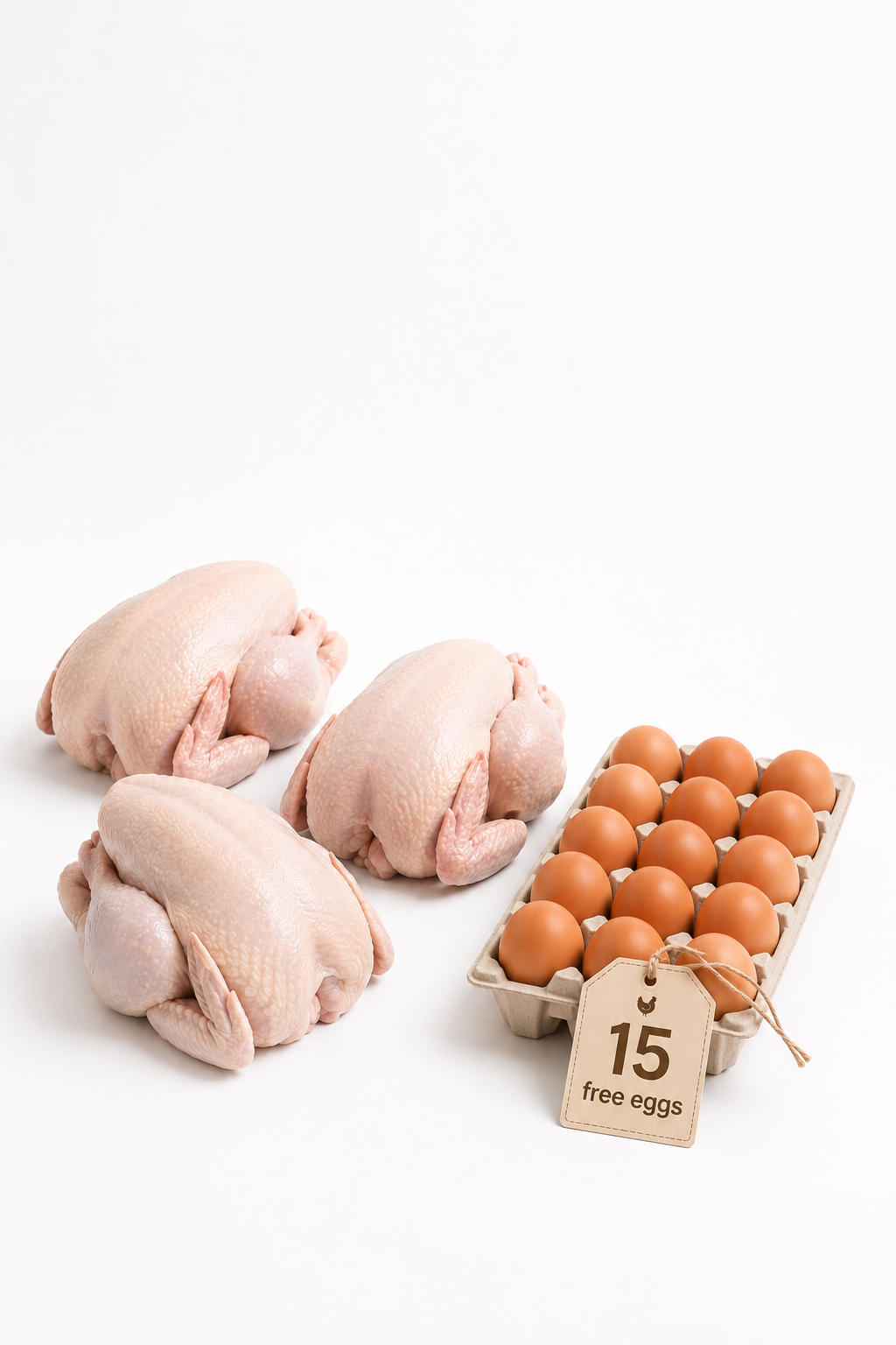 3 Whole Chicken Bundle + 15 FREE Lohman Brown Eggs